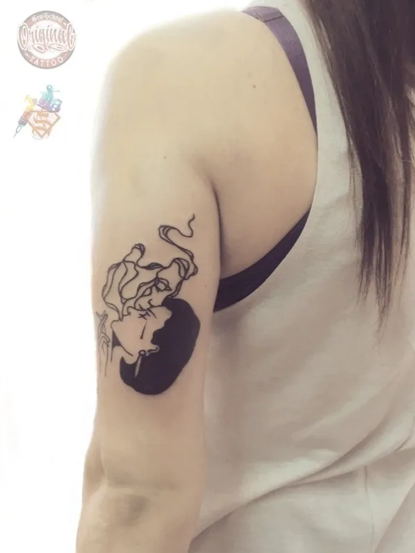 female black linework татуировка на upper arm #39671 | Тату мастер Сергей Копылов