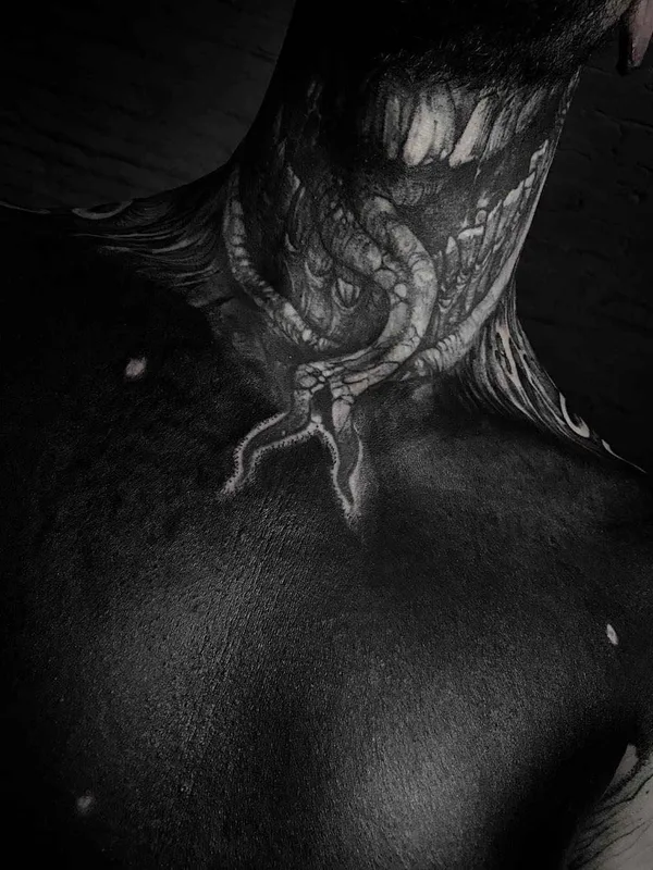 black blackwork tattoo on neck #8933 | Tattoo Artist Rob Borbas