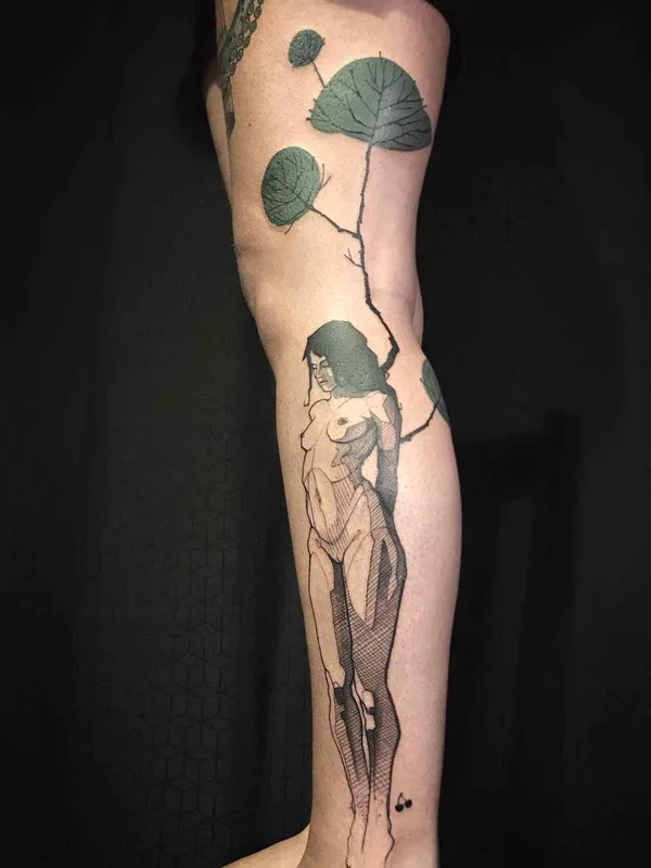Author's Style tattoo by L'oiseau (Franck Solers) in Collioure