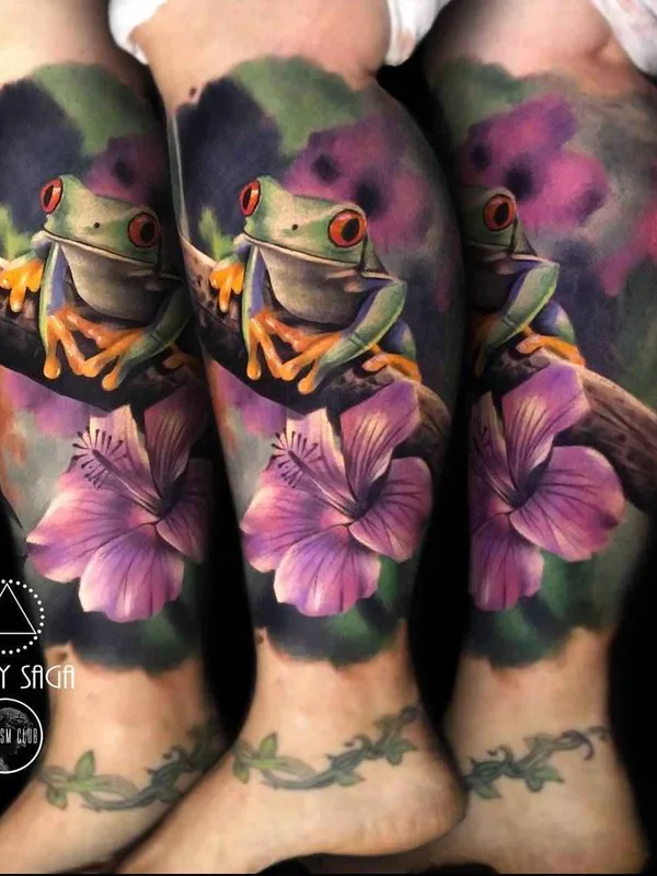 color realism tattoo on calf #10758 | Tattoo Artist Saga Anderson ( Ink by Saga )