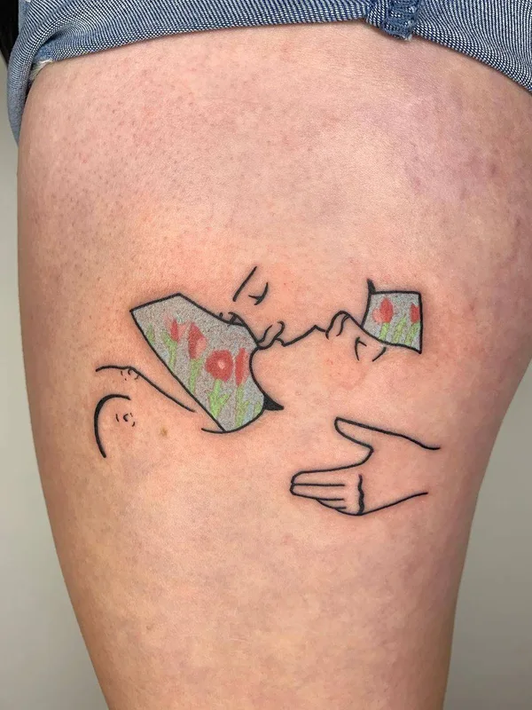 color linework татуировка на thigh #31761 | Тату мастер Brit Abad
