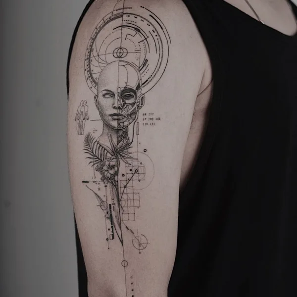 Geometric tattoo by Arie in Kuta