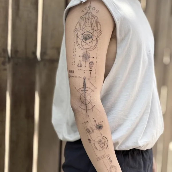 Geometric tattoo by Arie in Kuta