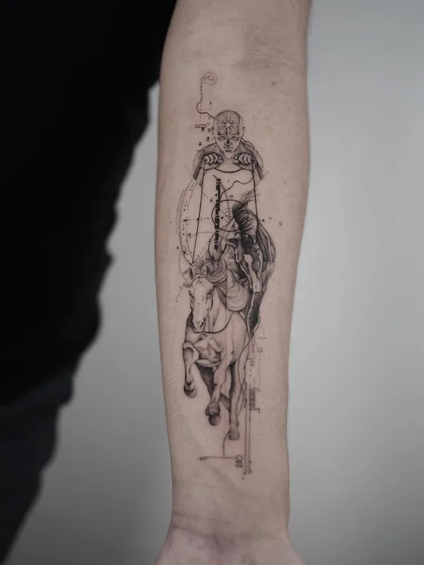 black and grey sketch 纹身 在 forearm #41503 | 纹身师 Arie