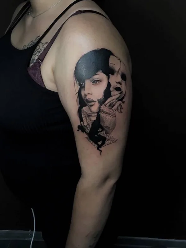 female black and grey black and grey татуировка на upper arm #32243 | Тату мастер Владислав Калугин