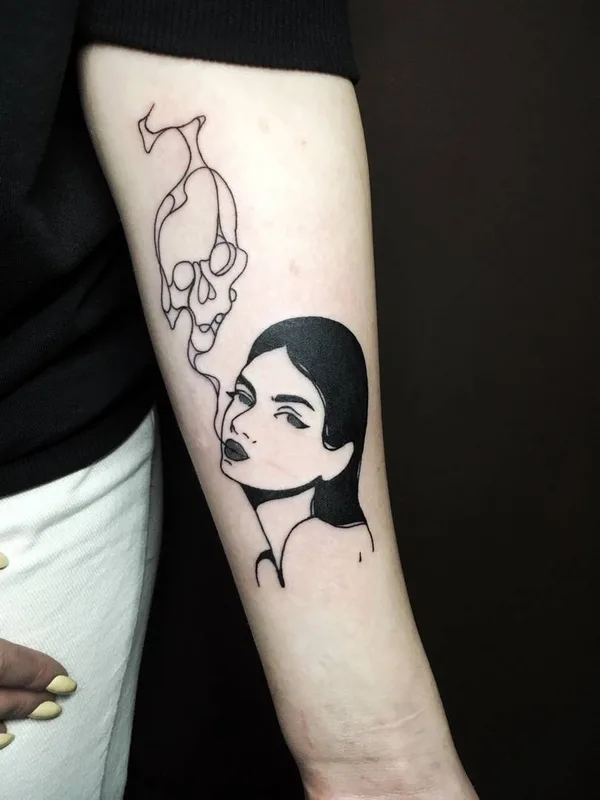 female black linework татуировка на forearm #32248 | Тату мастер Владислав Калугин