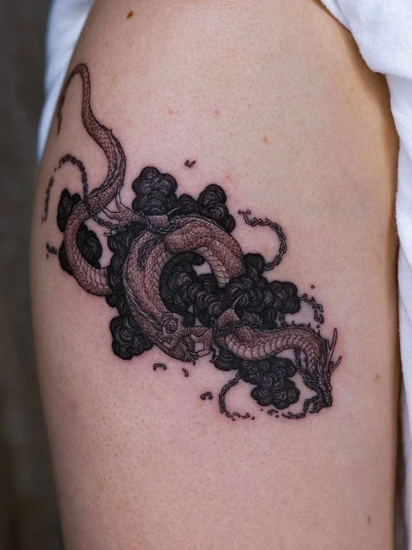 black and grey japanese tatuaje en shoulder #58492 | Tatuador Intat