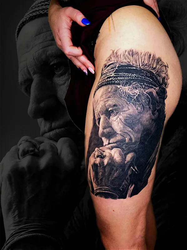 black and grey realism 타투 부위 thigh #32510 | 타투이스트 Анатолий Громов
