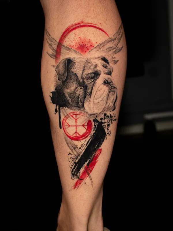 color black and grey Tatuagem em calf #73821 | Tatuador Константин Овсянников