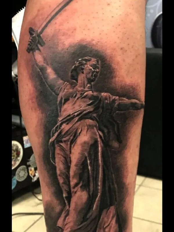 black and grey realism tattoo on calf #73834 | Tattoo Artist Татуномеродин.рф