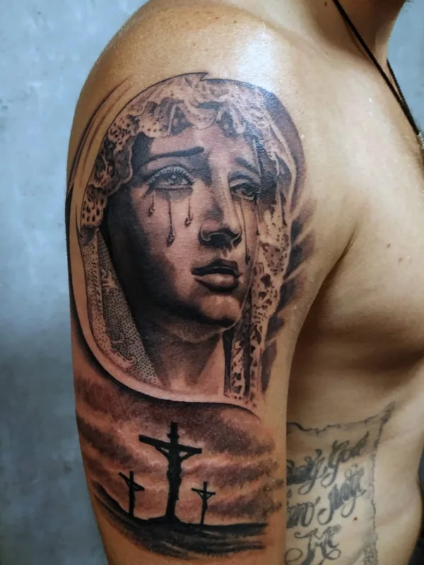 black and grey realism tattoo on shoulder #73841 | Tattoo Artist Татуномеродин.рф