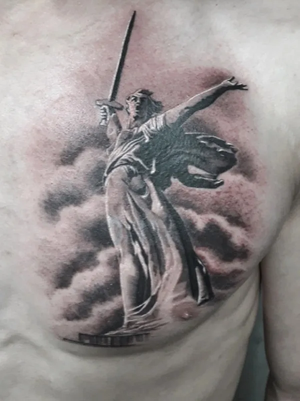 male black and grey realism tattoo on chest #73840 | Tattoo Artist Татуномеродин.рф