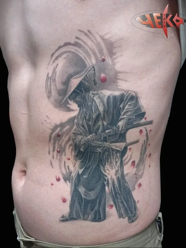 black and grey japanese tattoo on side #73839 | Tattoo Artist Татуномеродин.рф