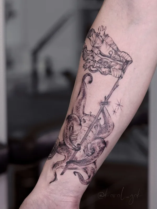 black and grey sketch татуировка на forearm #37848 | Тату мастер Лена Королева