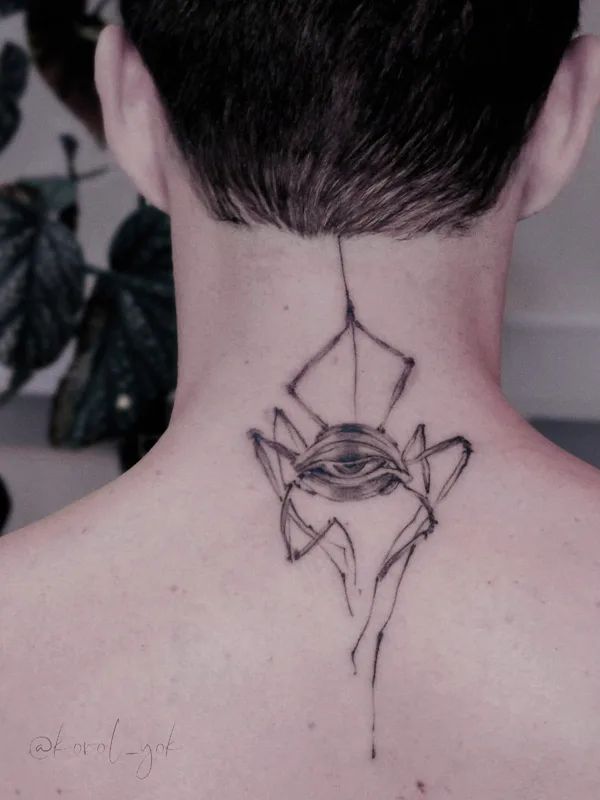 black sketch татуировка на back of neck #37850 | Тату мастер Лена Королева