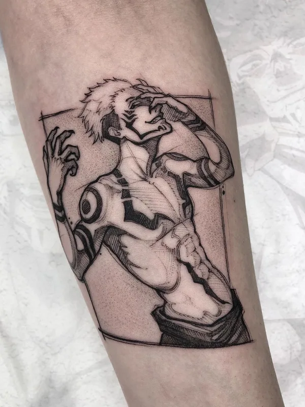 black and grey anime татуировка на forearm #43055 | Тату мастер Виталий Яковлев