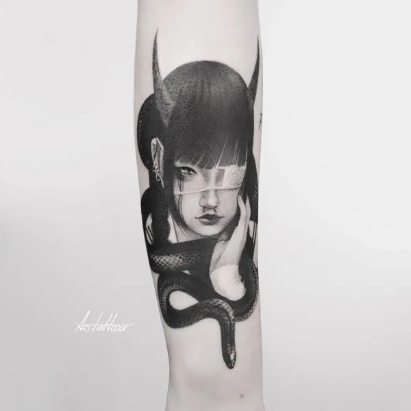 Graphic tattoo by Александр Арисов in Saint Petersburg