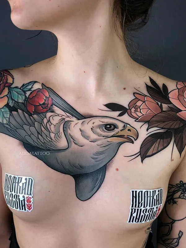 female color illustrative татуировка на chest #43097 | Тату мастер Алина Гокк