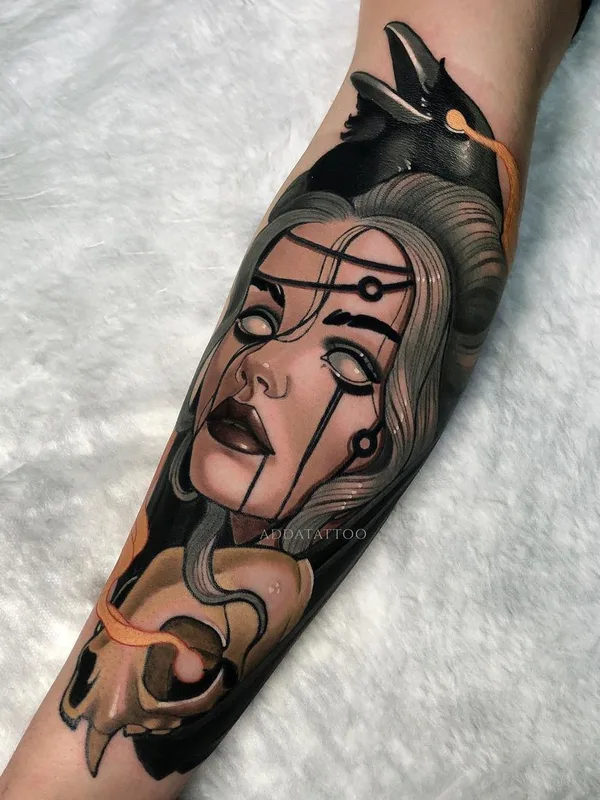 female color illustrative татуировка на forearm #43095 | Тату мастер Алина Гокк