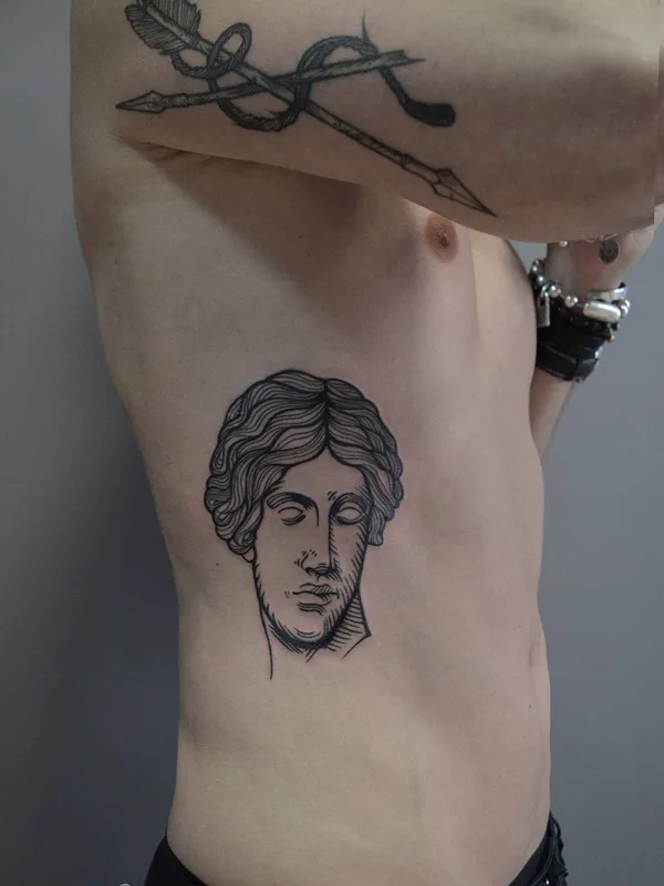 male black linework татуировка на ribcage #34030 | Тату мастер Mr Sigill