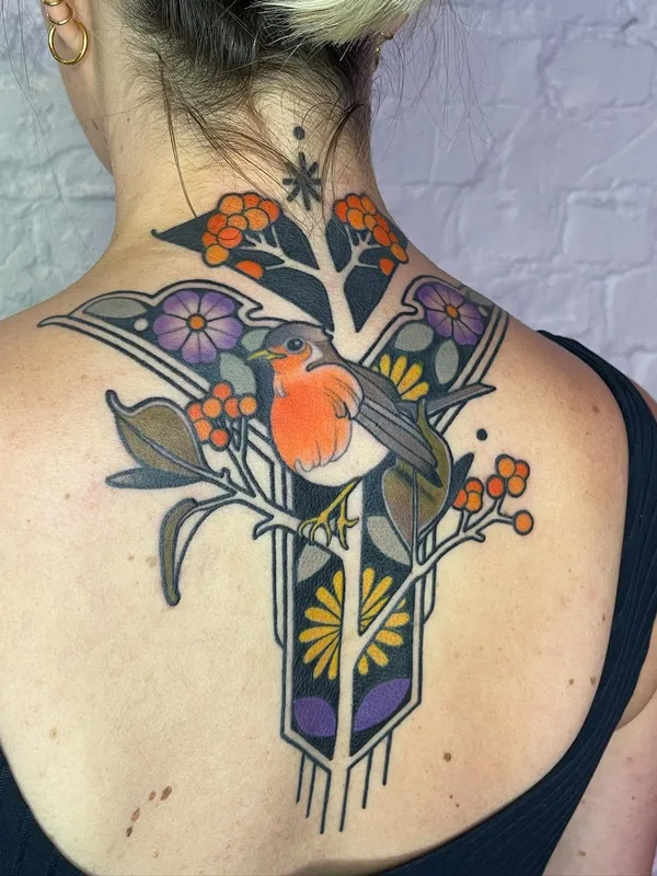 female color illustrative татуировка на upper back #60740 | Тату мастер Katharina Eckert (@mo_kathi)