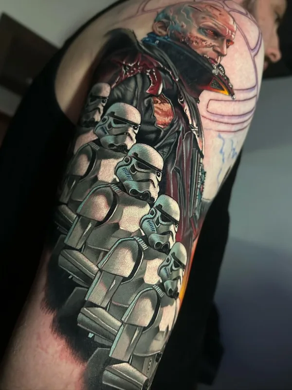 black and grey realism татуировка на full sleeve #60761 | Тату мастер Paul Marino