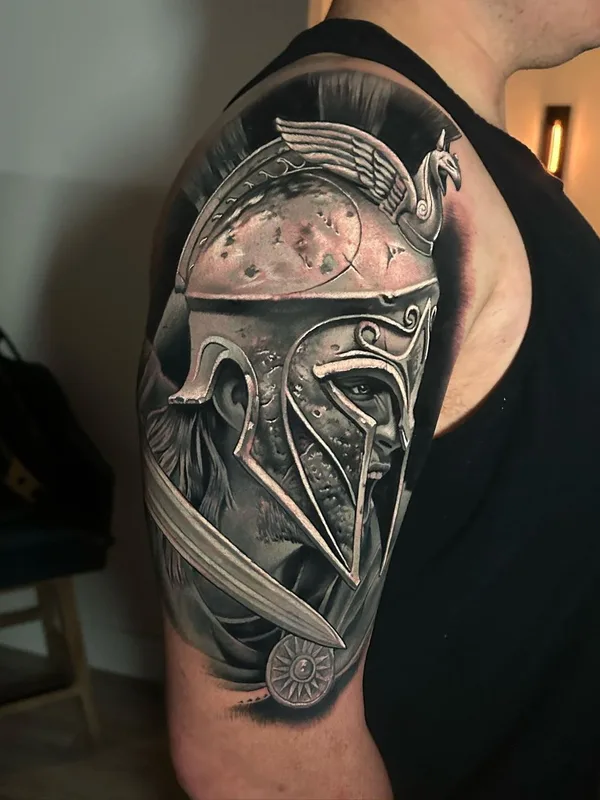 male black and grey realism татуировка на upper arm #60762 | Тату мастер Paul Marino
