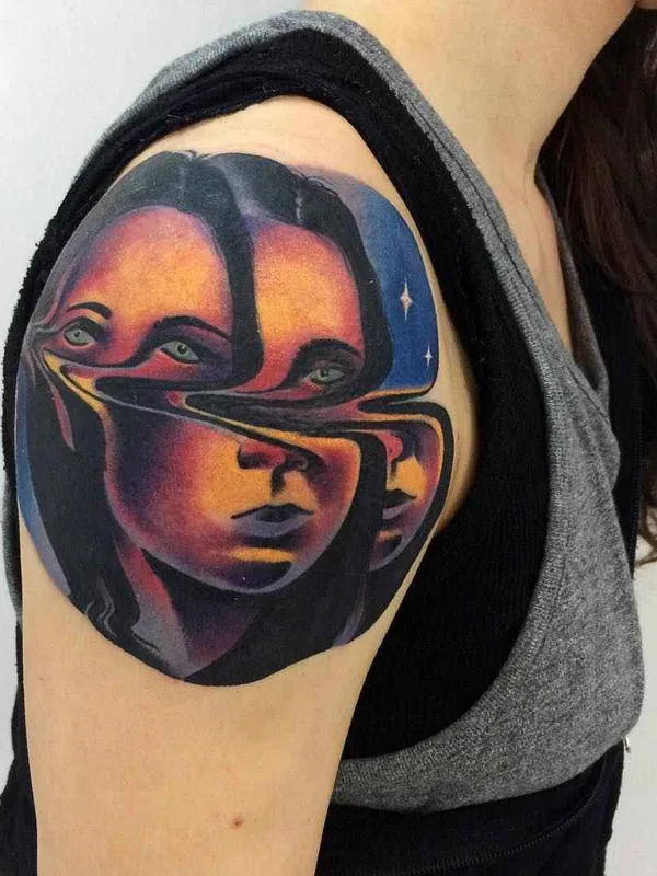 female color surrealism tattoo auf shoulder #14182 | Tätowierer Giena Todryk