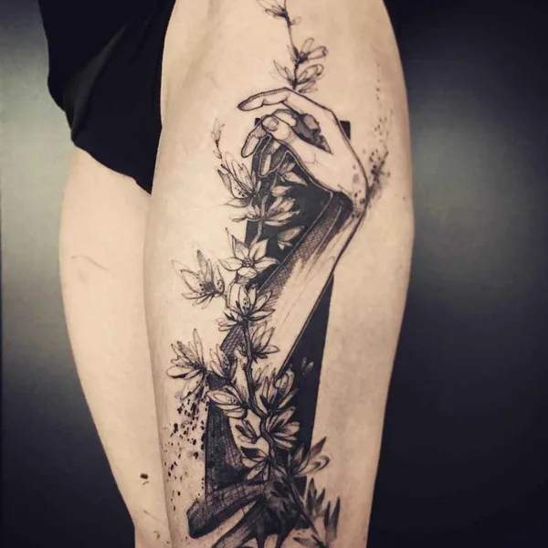 Author's Style tattoo by L'oiseau (Franck Solers) in Collioure
