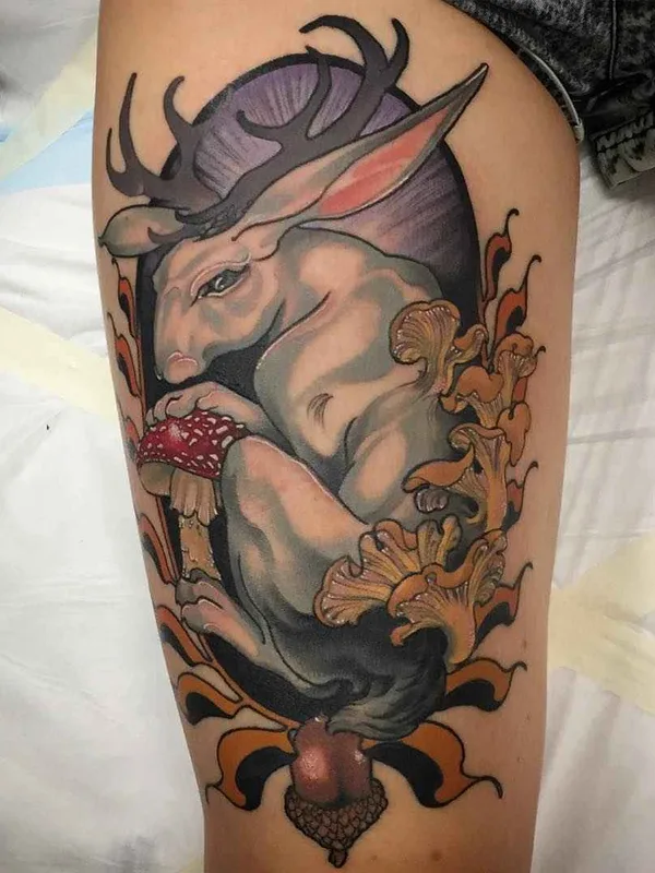 color illustrative Tatuaggio su thigh #11633 | Tatuatore Kat Abdy