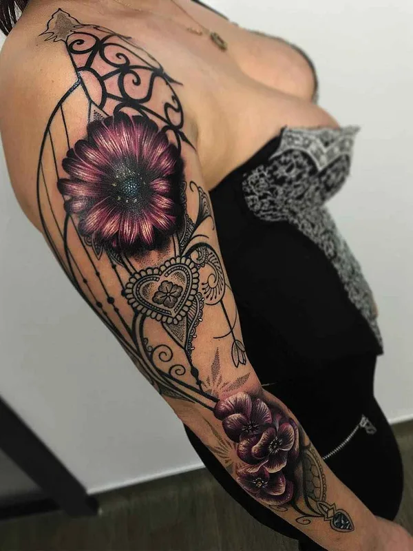 female color illustrative татуировка на full sleeve #9970 | Тату мастер Ryan Smith The Scientist