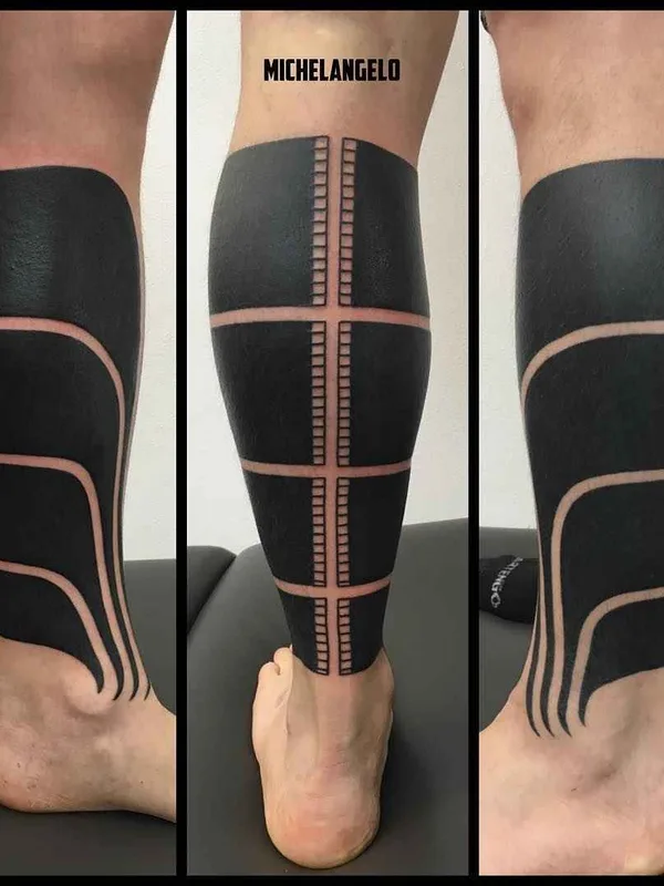 black blackwork tattoo on calf #14583 | Tattoo Artist Michelangelo