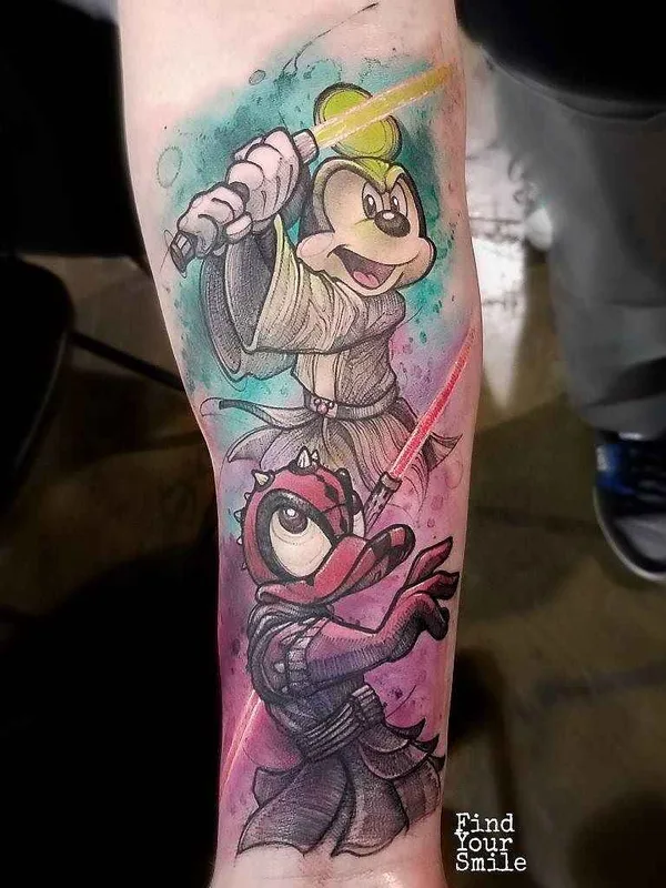 color cartoon tattoo auf forearm #10085 | Tätowierer Russell Van Schaick