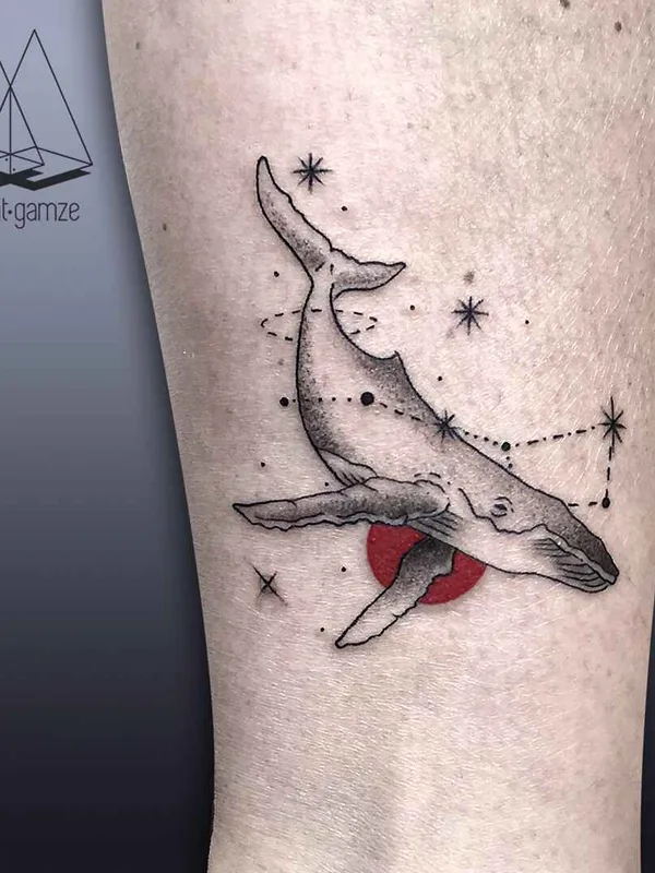 black and grey linework tatuaje en calf #10251 | Tatuador Mentat Gamze