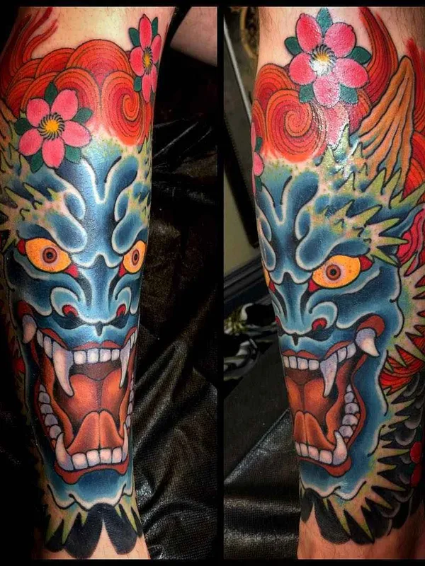 color japanese tattoo on calf #19867 | Tattoo Artist Mike Rubendall