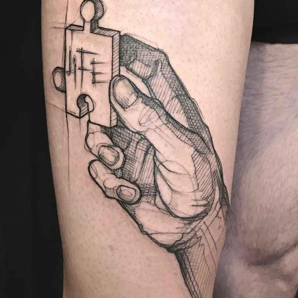 Author's Style tattoo by L'oiseau (Franck Solers) in Collioure