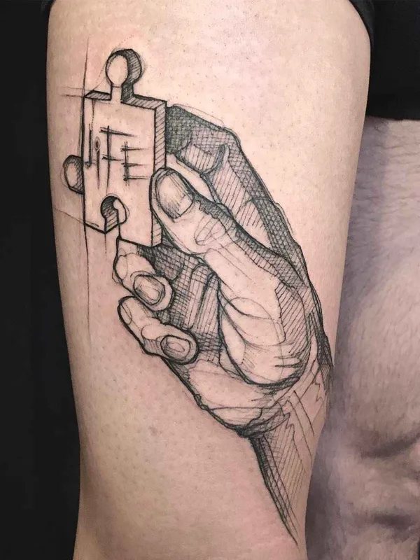 Author's Style tattoo by L'oiseau (Franck Solers) in Collioure