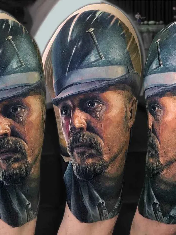male color realism tattoo on upper arm #10576 | Tattoo Artist Александр О'харин