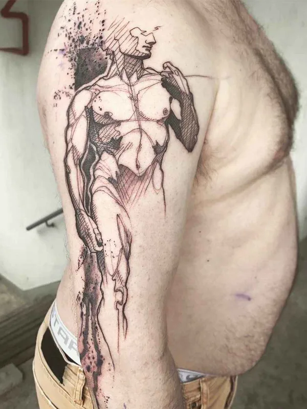 Author's Style tattoo by L'oiseau (Franck Solers) in Collioure