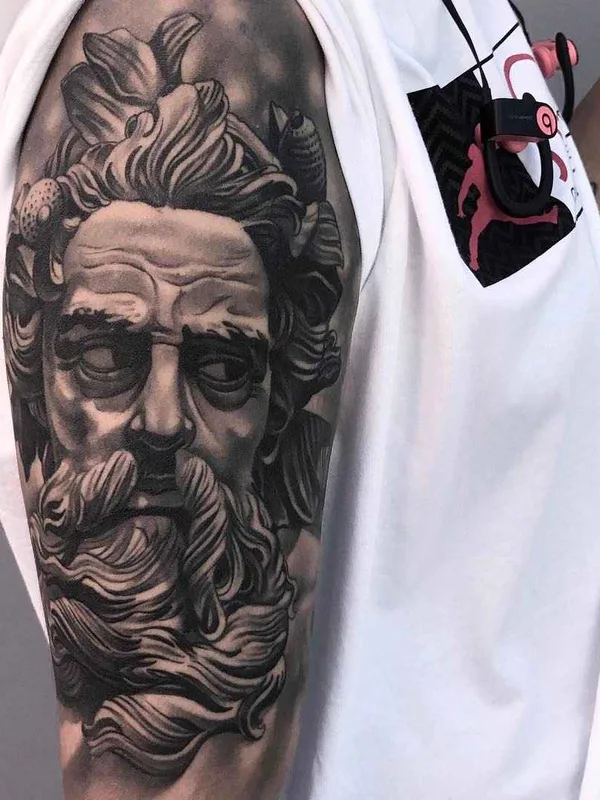 black and grey realism татуировка на full sleeve #14085 | Тату мастер Alejandro Mazakre