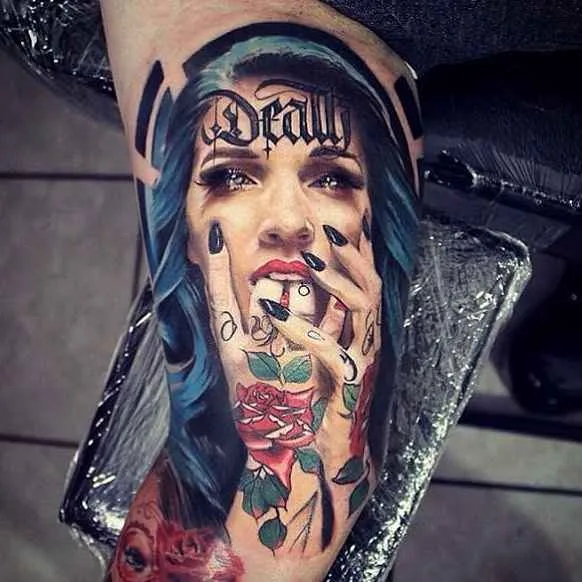 female color realism tattoo auf forearm #17616 | Tätowierer Monica Marino
