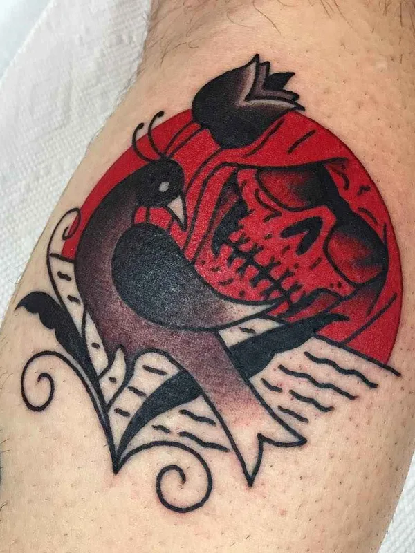 color traditional Tatuaggio su calf #10535 | Tatuatore Frankie Caraccioli