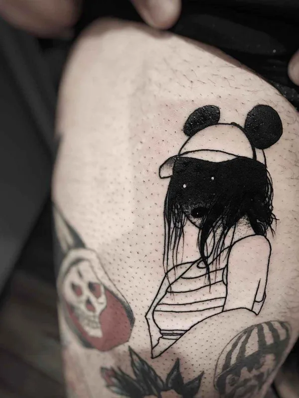 black blackwork Tatuaggio su thigh #11158 | Tatuatore SEWP