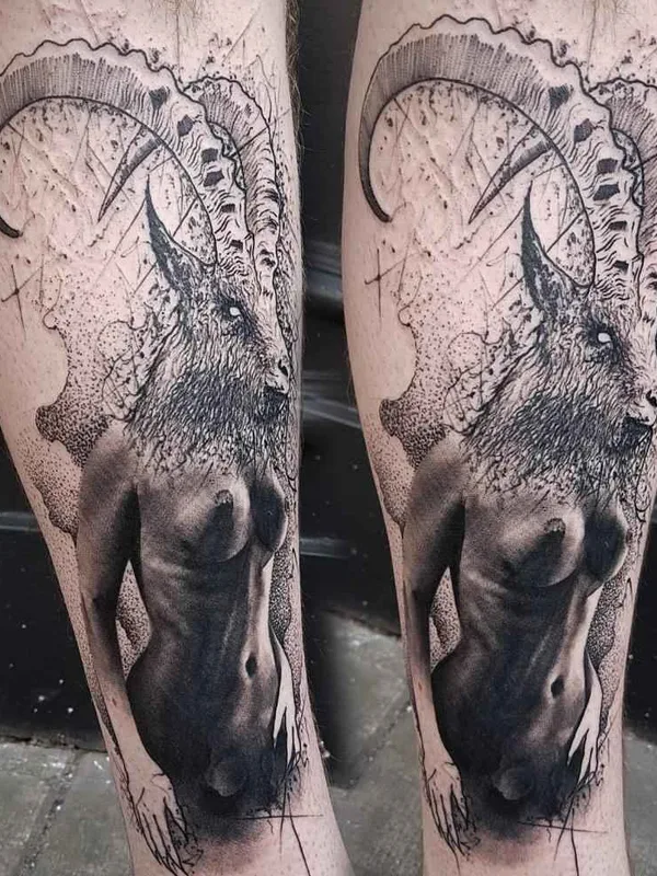 black and grey black and grey татуировка на calf #15559 | Тату мастер Dan Mihalache