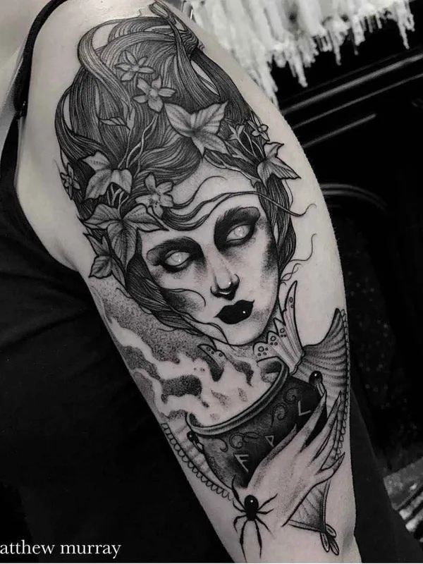 female black and grey black and grey tatuaje en upper arm #10599 | Tatuador Matthew Murray