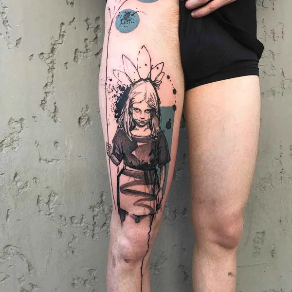 Author's Style tattoo by L'oiseau (Franck Solers) in Collioure