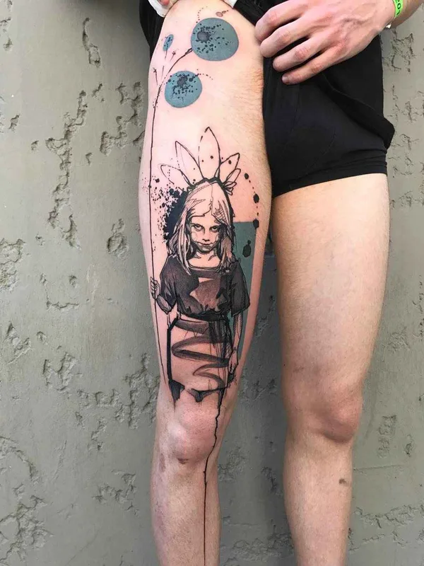 Author's Style tattoo by L'oiseau (Franck Solers) in Collioure