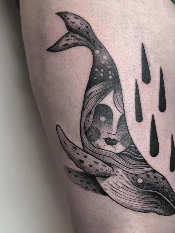 black and grey blackwork татуировка на thigh #47700 | Тату мастер Jessi