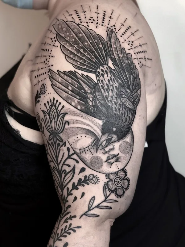 female black blackwork татуировка на shoulder #47694 | Тату мастер Jessi