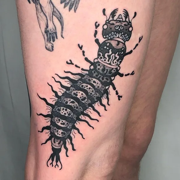 Graphic tattoo by Zox Volkov in Portland